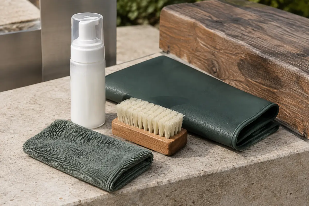 Kit blanc de nettoyage pour baskets avec flacon de mousse, brosse, tapis imperméable et serviette microfibre